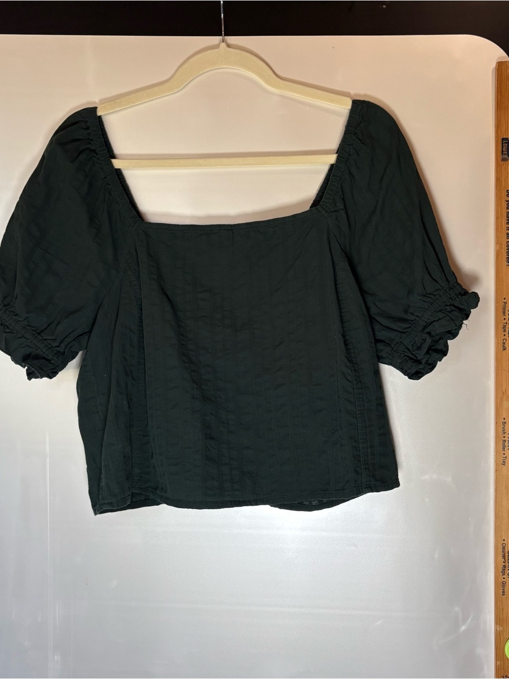 Madewell Milkmaid Puff Sleeve Crop Top Large Fairy Grunge Hunter Green Textured